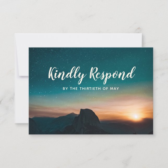 Cartão RSVP Casamento de Estrelas Sunset da Galáxia da Montanh (Frente)