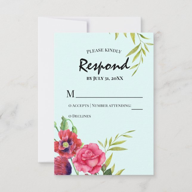 Cartão RSVP Casamento de Estrelas Vermelhas-d'Água Rosa Rosa R (Frente)