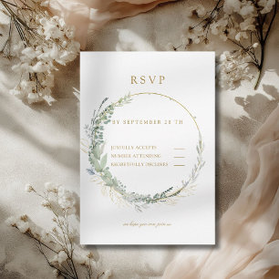 Cartão RSVP Casamento de Eucalipto Elegante Moderno   