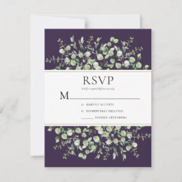 Cartão RSVP Casamento de Eucalipto Roxo