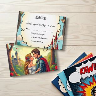 Cartão RSVP Casamento de Fairytale do Castelo da Floresta Enca