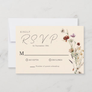 Cartão RSVP Casamento de Fall Boho Wildflower