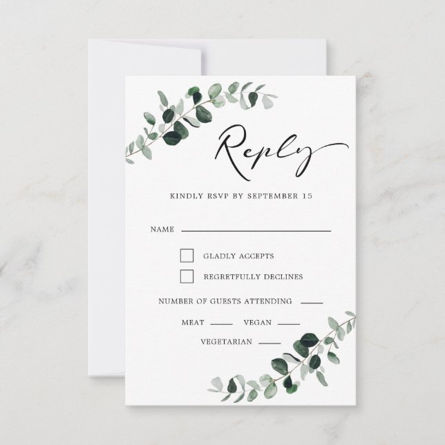 Cartão RSVP Casamento de Farinhas de Caligrafia Moderna Eucaly (Frente)