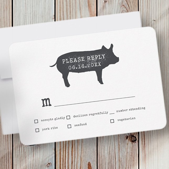 Cartão RSVP Casamento de fazendeiros russos modernos (Criador carregado)