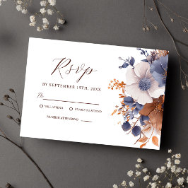 Cartão RSVP Casamento de ferrugem azul-poeirento Elegante