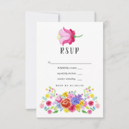 Cartão RSVP Casamento de Fiesta Mexicana Floral em Aquarela