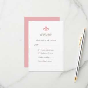 Cartão RSVP Casamento de Fleur de Lis - Design da Regência Fra