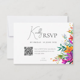Cartão RSVP Casamento De Flor Chic De Verão, Floral, Colorida