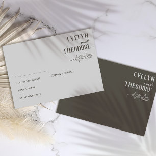 Cartão RSVP Casamento de Flor de Arte de Linha Neutral Elegant