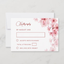 Cartão RSVP Casamento de Flor de Cerejeira em Aquarela