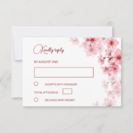 Cartão RSVP Casamento de Flor de Cerejeira em Aquarela