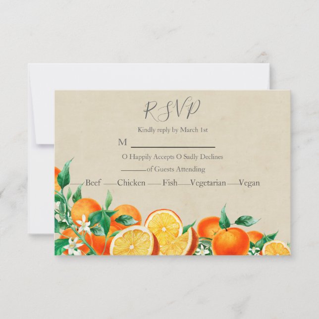 Cartão RSVP Casamento de Flor Laranja (Frente)