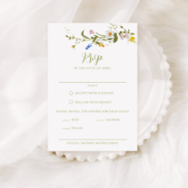 Cartão RSVP Casamento de Flor Selvagem de Jardim Whimsical
