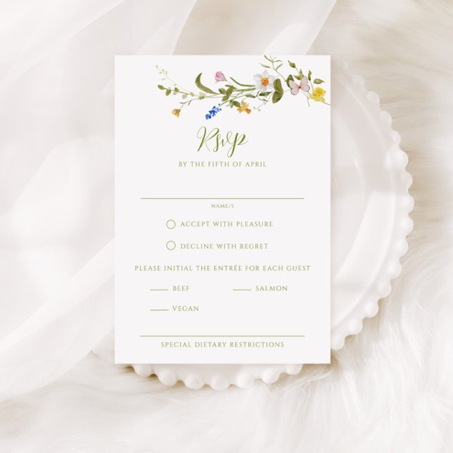 Cartão RSVP Casamento de Flor Selvagem de Jardim Whimsical (Criador carregado)