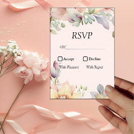 Cartão RSVP Casamento de flor selvagem Elegante BOHO