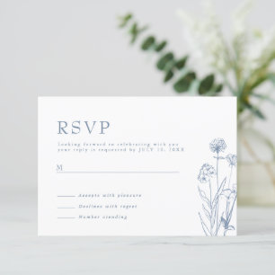 Cartão RSVP Casamento de Flor Selvagem Minimalista Simples RS