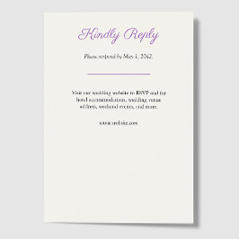 Cartão RSVP Casamento de flor selvagem púrpura minimalista