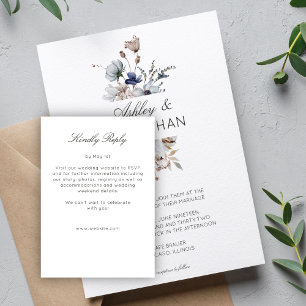 Cartão RSVP Casamento de Flor Selvagem Russo Moderno Elegante