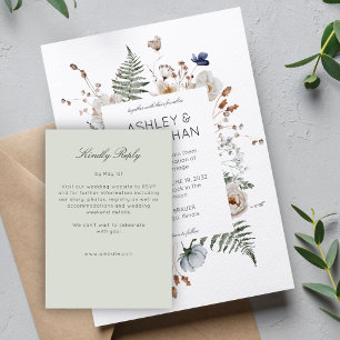 Cartão RSVP Casamento de Flor Selvagem Russo Moderno Elegante