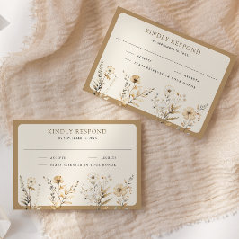 Cartão RSVP Casamento de Flor Silvestre Boho Outono