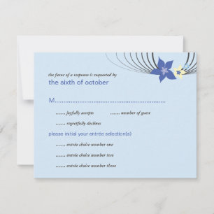 Cartão RSVP Casamento de Flor Tropical Azul Ikebana Frangipani