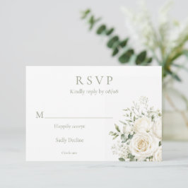 Cartão RSVP Casamento de Florais de Marfim Elegantes