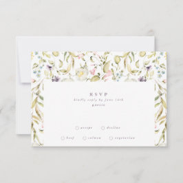 Cartão RSVP Casamento de Florais Micro Primavera Botânicos Ele
