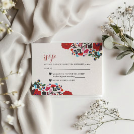 Cartão RSVP Casamento de Flores Botânicas Coloridas Mexicanas