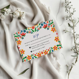Cartão RSVP Casamento de Flores Botânicas Coloridas Mexicanas