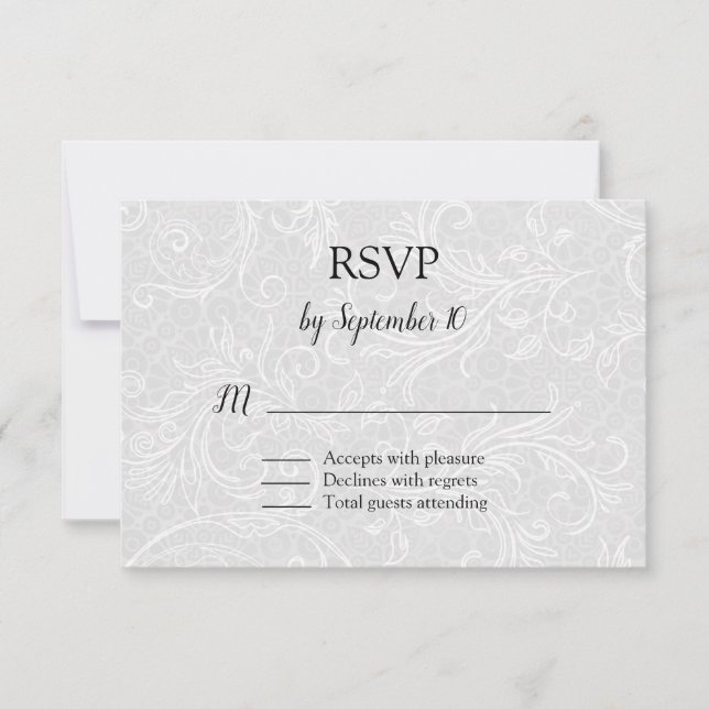 Cartão RSVP Casamento de Flores Brancas (Frente)