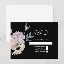 Cartão RSVP Casamento de Flores de Aquarela