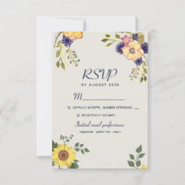 Cartão RSVP Casamento de Flores de Aquarela Boho Rústico