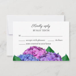 Cartão RSVP Casamento De Flores De Hydrangea Azul E Rosa