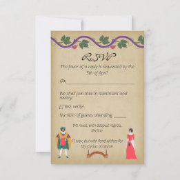 Cartão RSVP Casamento de Flores de Impergaminho Medieval