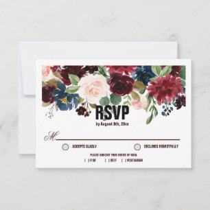 Cartão RSVP Casamento de Flores de Inglês Azuis