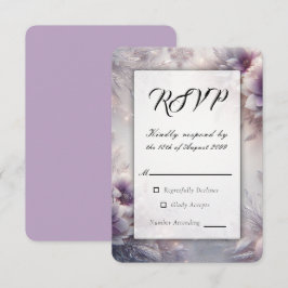 Cartão RSVP Casamento de Flores de Inverno de Ámbar Prateado e