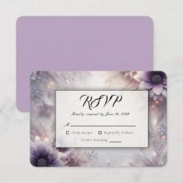 Cartão RSVP Casamento de Flores de Inverno Prateadas e Suaves 
