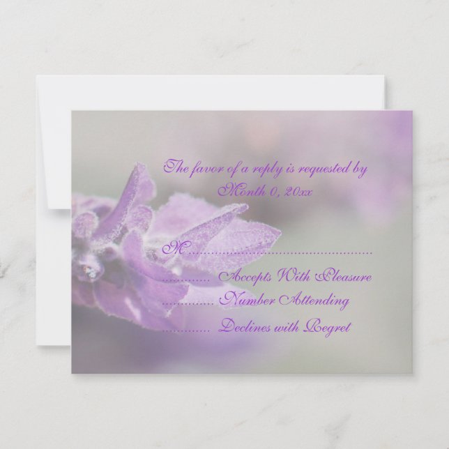 Cartão RSVP Casamento de flores de lavanda roxa | Personalizar (Frente)