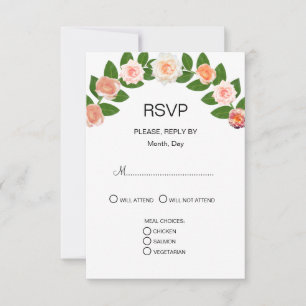 Cartão RSVP Casamento de Flores de Louro e Rosa