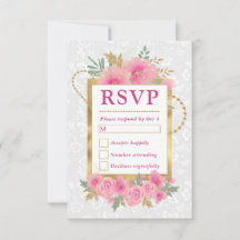 Casamento de Flores de Outono Rosa em Aquarela e D