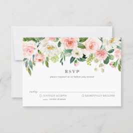 Cartão RSVP Casamento de Flores de Primavera em Aquarela Român