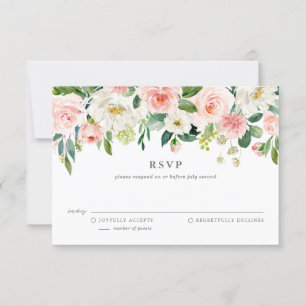 Cartão RSVP Casamento de Flores de Primavera em Aquarela Român