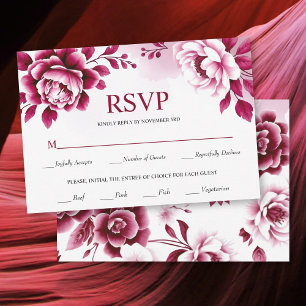 Cartão RSVP Casamento de flores e de lavagem a aquarela