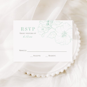 Cartão RSVP Casamento de Flores Elegante Mint Hibiscus