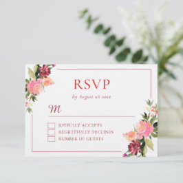 Cartão RSVP Casamento de flores em aquarela dupla felicidade
