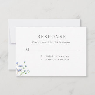 Cartão RSVP Casamento de Flores Francesas de Regência Azul
