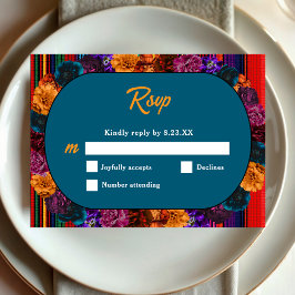Cartão RSVP Casamento de flores mexicanas modernas