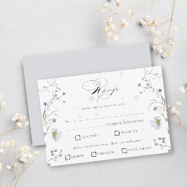 Cartão RSVP Casamento de flores selvagens de inverno com Aquar