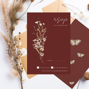 Cartão RSVP Casamento de Flores Selvagens do outono de Terraco