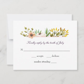 Cartão RSVP Casamento de Flores Selvagens Modernas